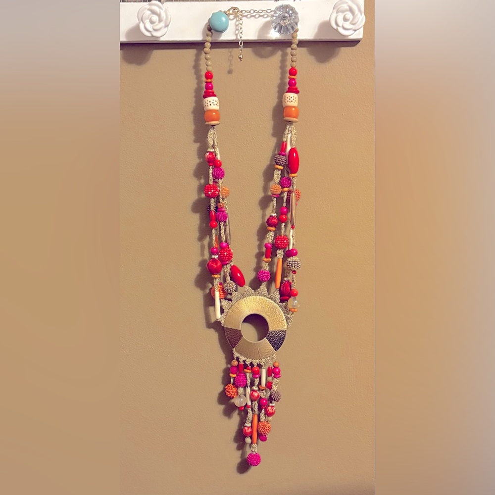 Necklace Knit Crochet Beaded Chicos Jewelry